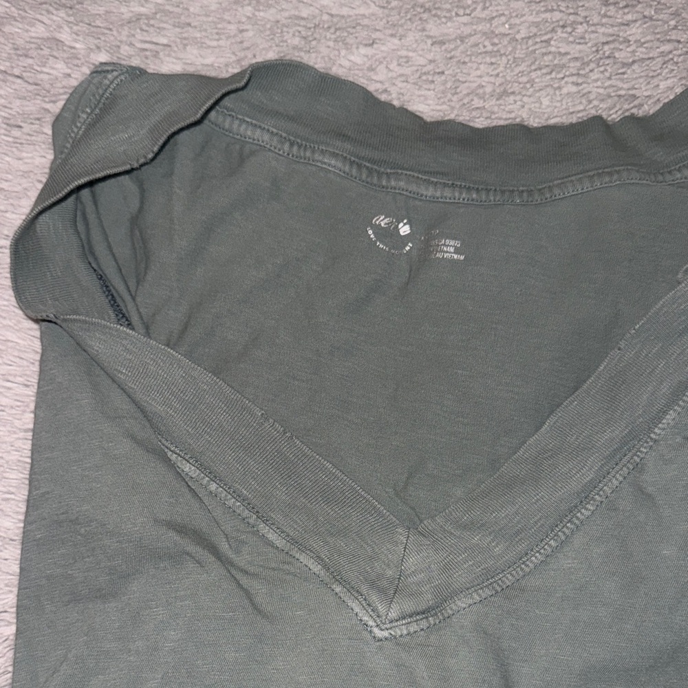 Aerie V-Neck Green T-Shirt